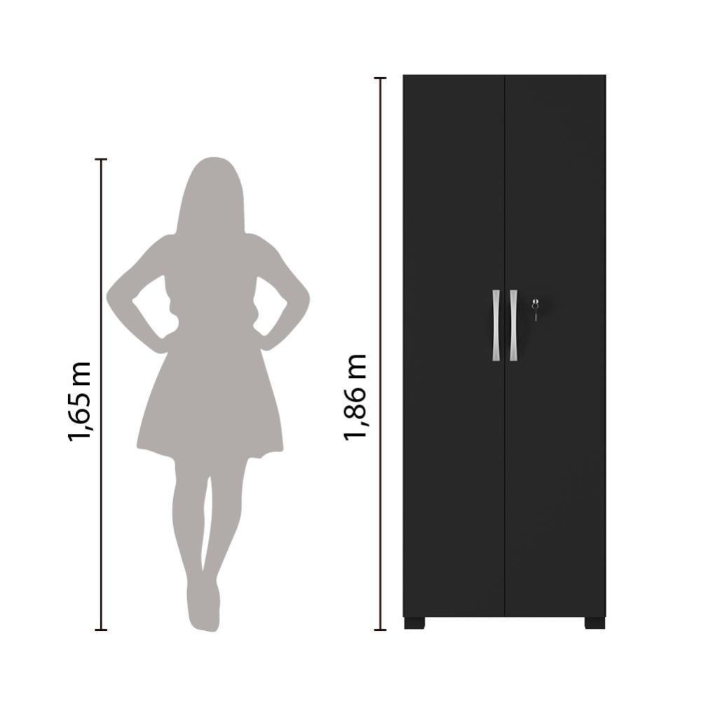 Armário Multiuso com Chave 2 Portas Chicago Notável Preto - 3