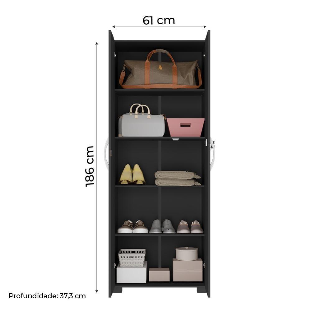 Armário Multiuso com Chave 2 Portas Chicago Notável Preto - 5