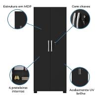 Armário Multiuso com Chave 2 Portas Chicago Notável Preto