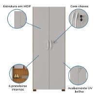 Armário Multiuso Com Chave 2 Portas Chicago Notável Freijó / Off White Freijo Off White - 3