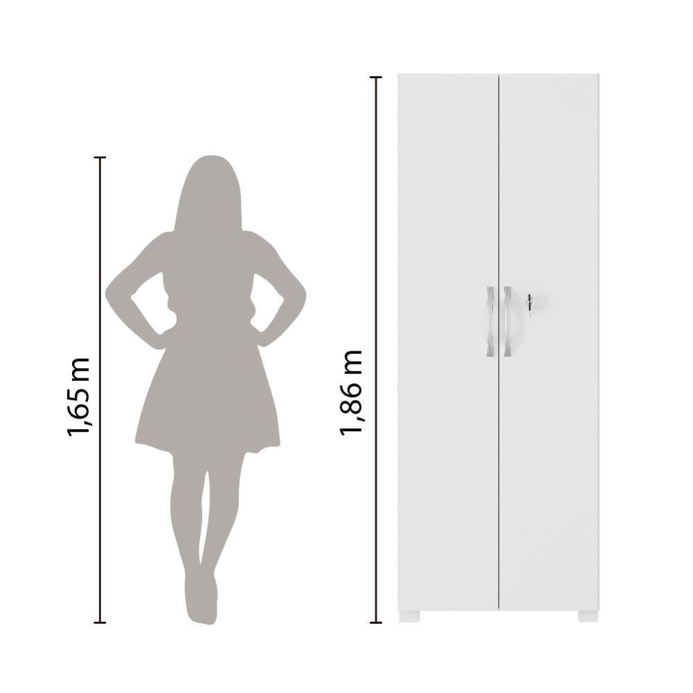 Armário Multiuso Com Chave 2 Portas Chicago Notável Branco Branco - 3