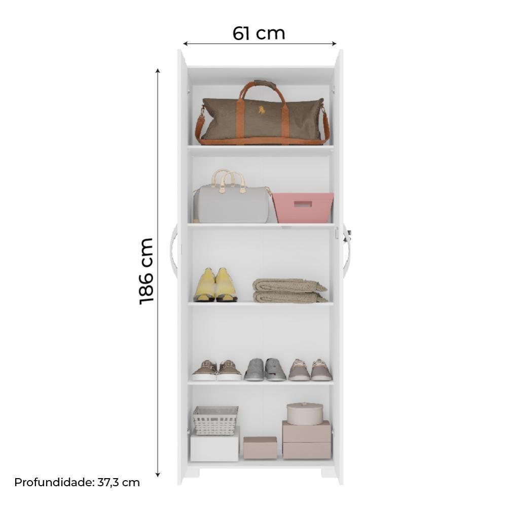 Armário Multiuso Com Chave 2 Portas Chicago Notável Branco Branco - 5