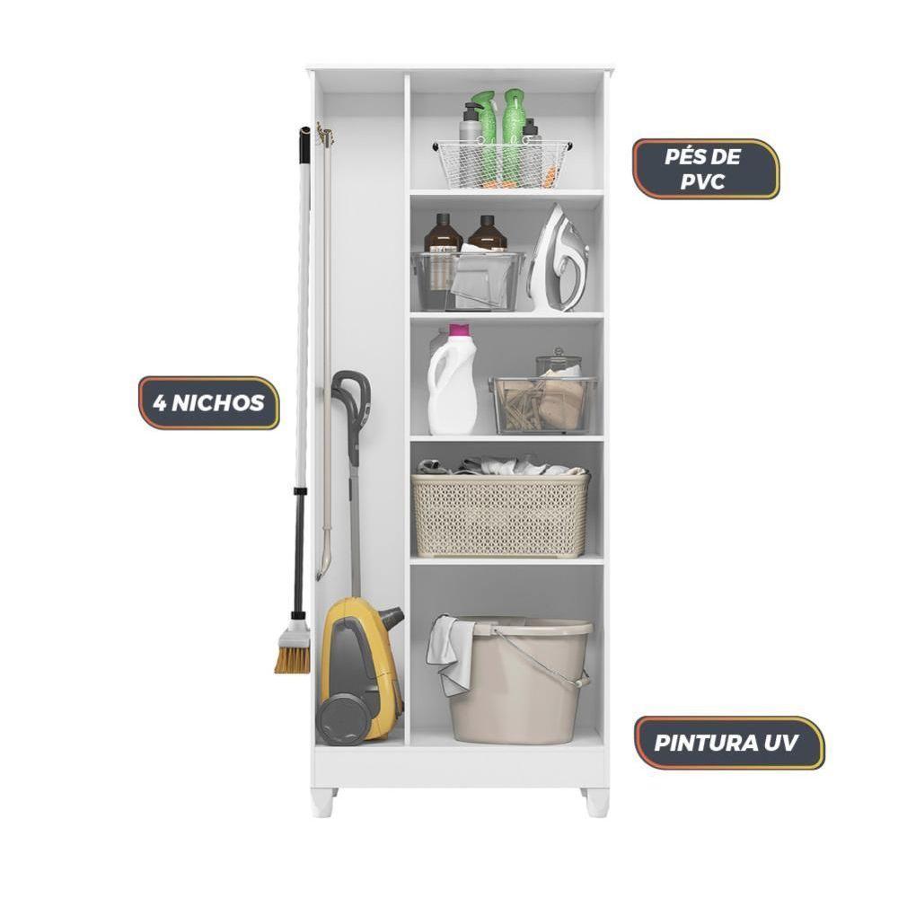 Armário Multiuso 2 Portas 4 Prateleiras Jade Moval Branco - 2