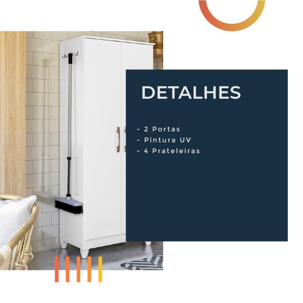 Armário Multiuso 2 Portas 4 Prateleiras Jade Moval Branco - 3