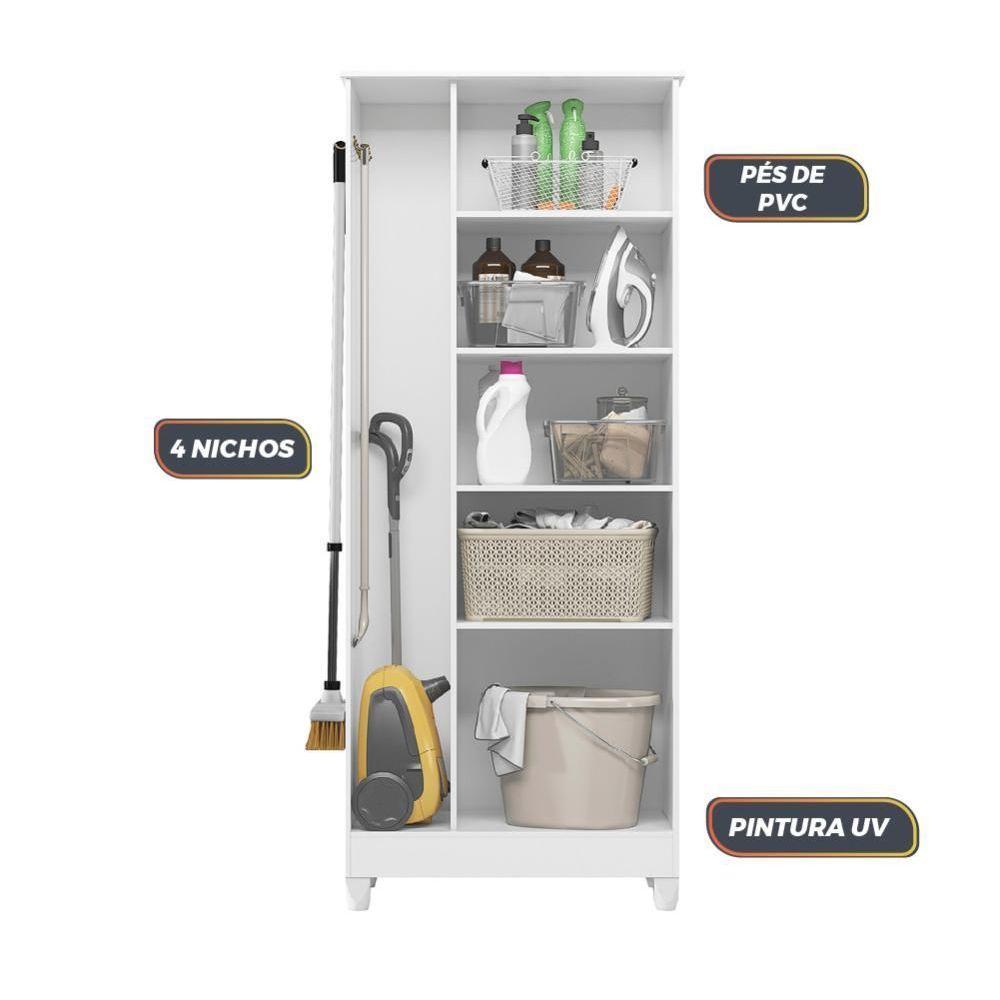 Armário Multiuso 2 Portas 4 Prateleiras Jade Moval Branco - 7
