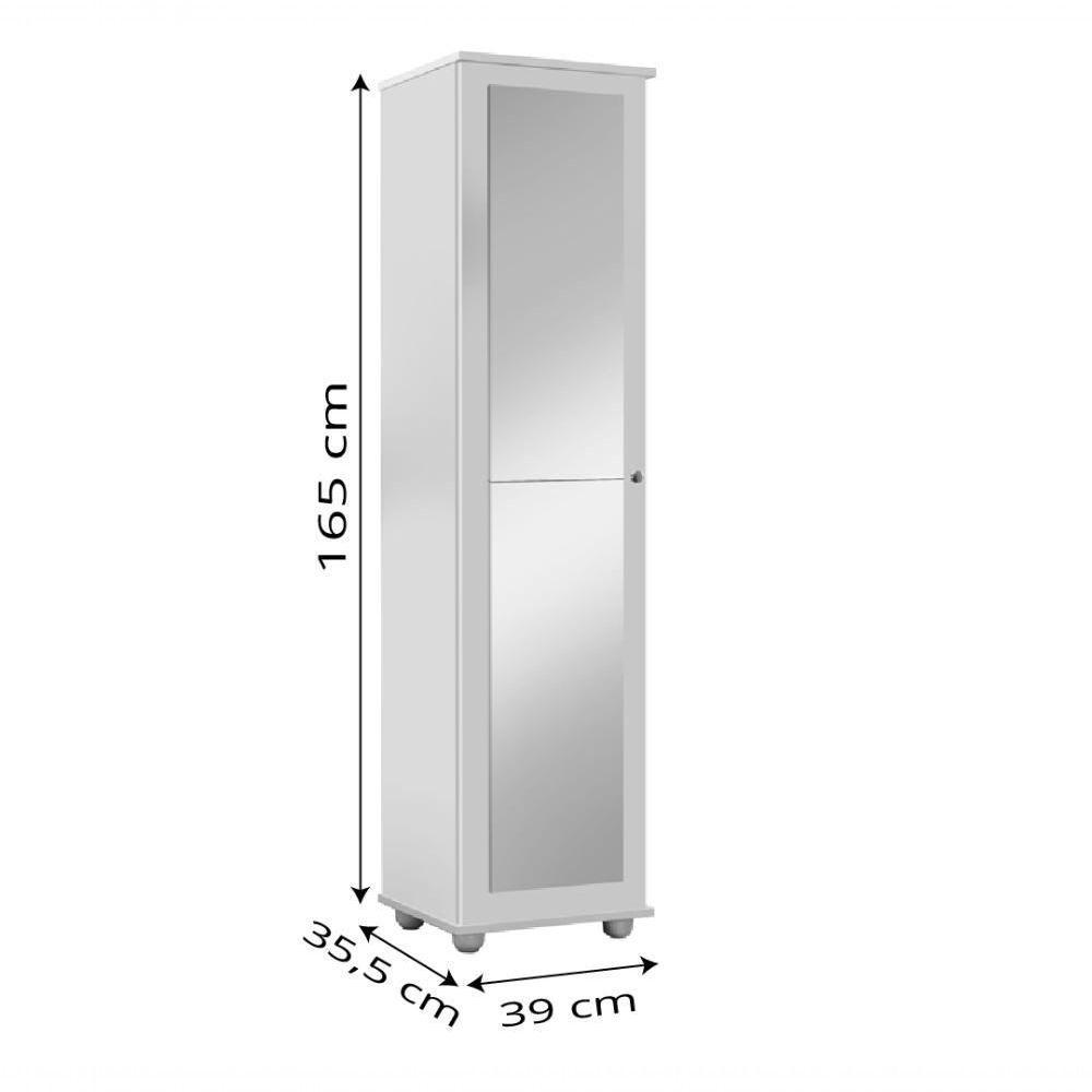 Armário E Sapateira Multiuso Marrie Com Espelho 1 Porta Branco J&a Móveis Branco - 4
