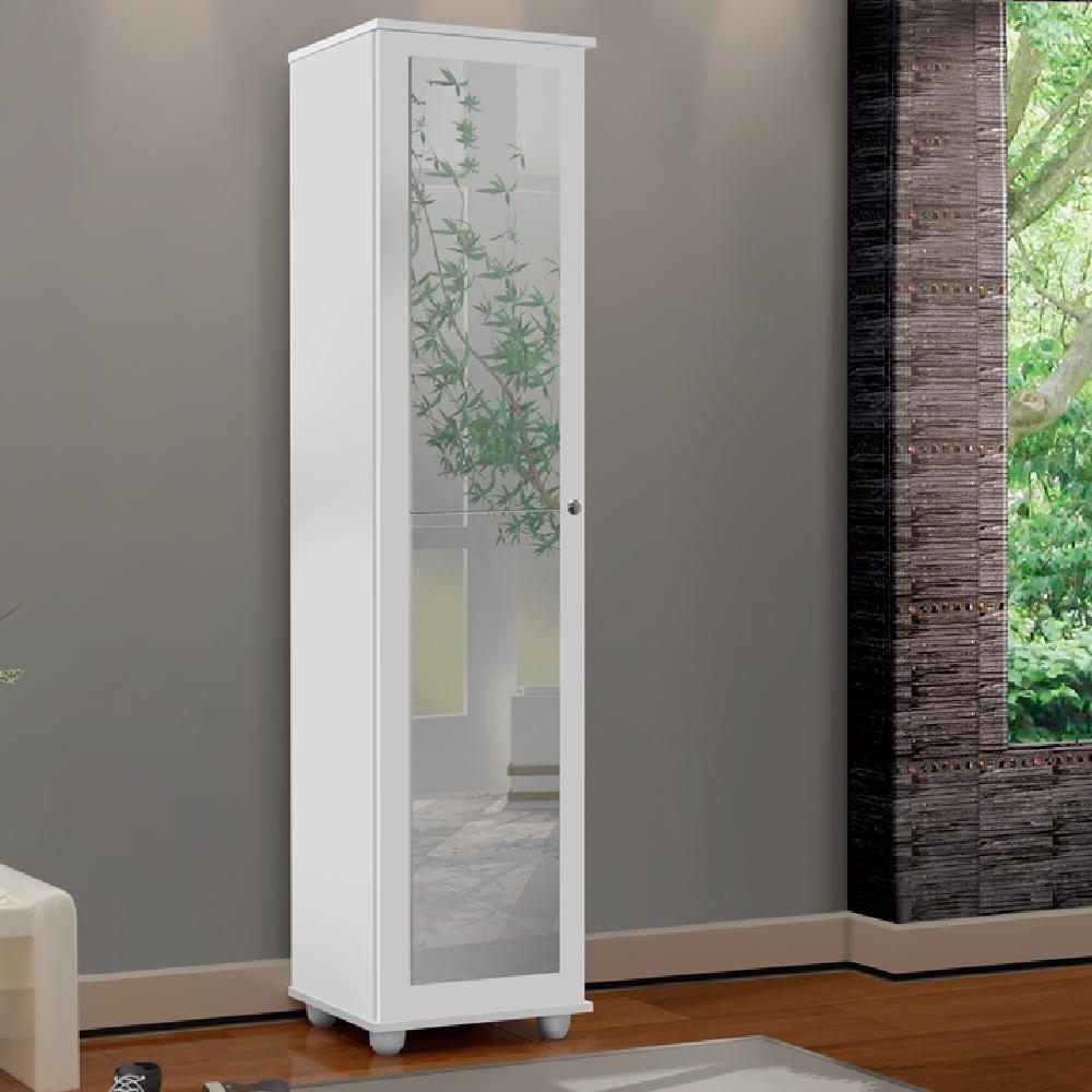 Armário E Sapateira Multiuso Marrie Com Espelho 1 Porta Branco J&a Móveis Branco - 5
