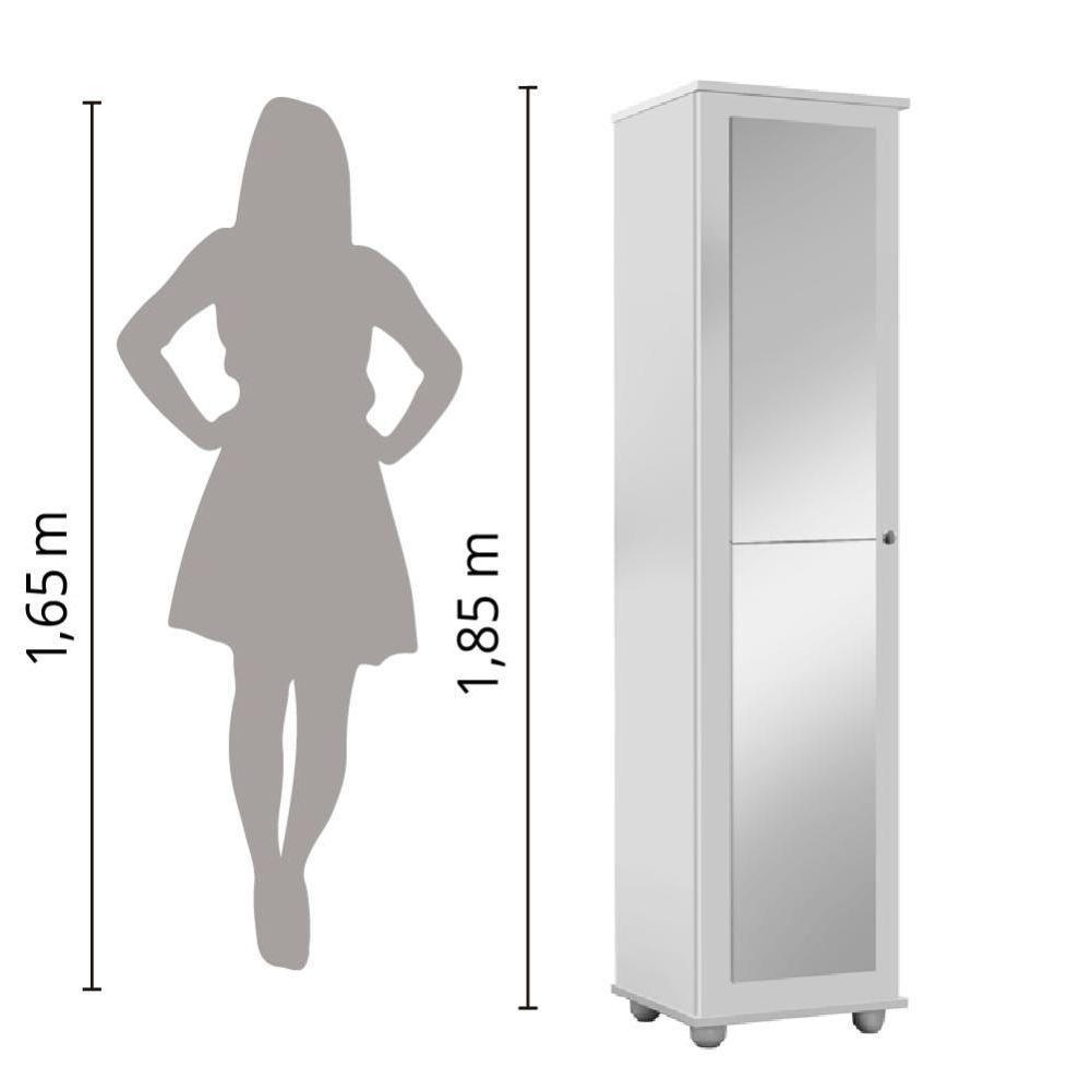 Armário E Sapateira Multiuso Marrie Com Espelho 1 Porta Branco J&a Móveis Branco - 6