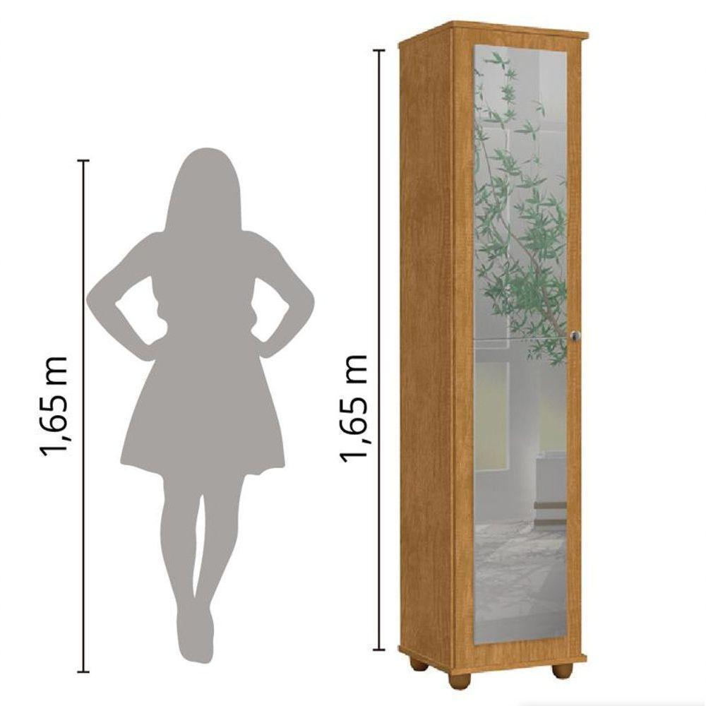 Armário E Sapateira Multiuso Marrie Com Espelho 1 Porta Nature J&A Nature - 2