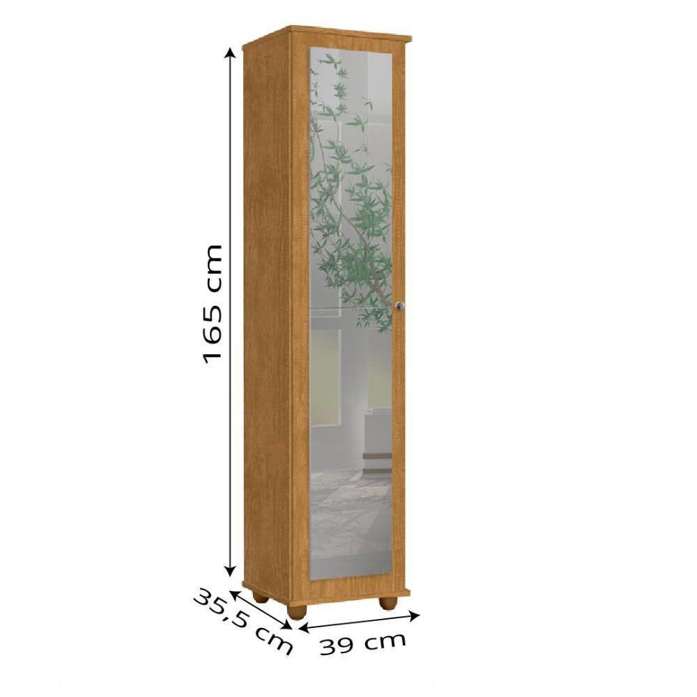 Armário E Sapateira Multiuso Marrie Com Espelho 1 Porta Nature J&A Nature - 5