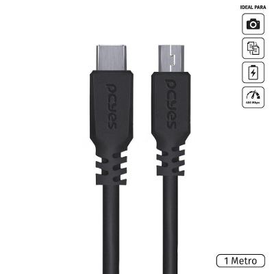 Cabo Usb Tipo C Para Mini Usb B 2.0 Para Type C Tipo C 1 Metro Preto - Pucmbp-1