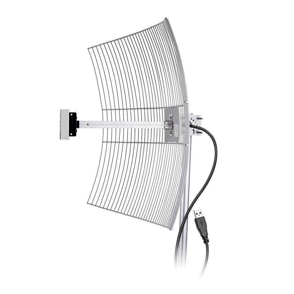 Antena Usb Parabolica De Grade Aquario Usb-2510 Com 2.4 Ghz E Ganho De 25 Dbi Cabo De 10 Metros - 1