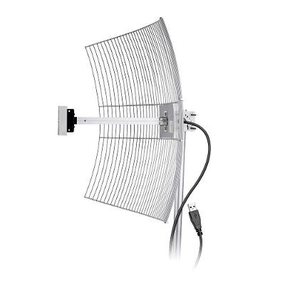 Antena Usb Parabolica De Grade Aquario Usb-2510 Com 2.4 Ghz E Ganho De 25 Dbi Cabo De 10 Metros