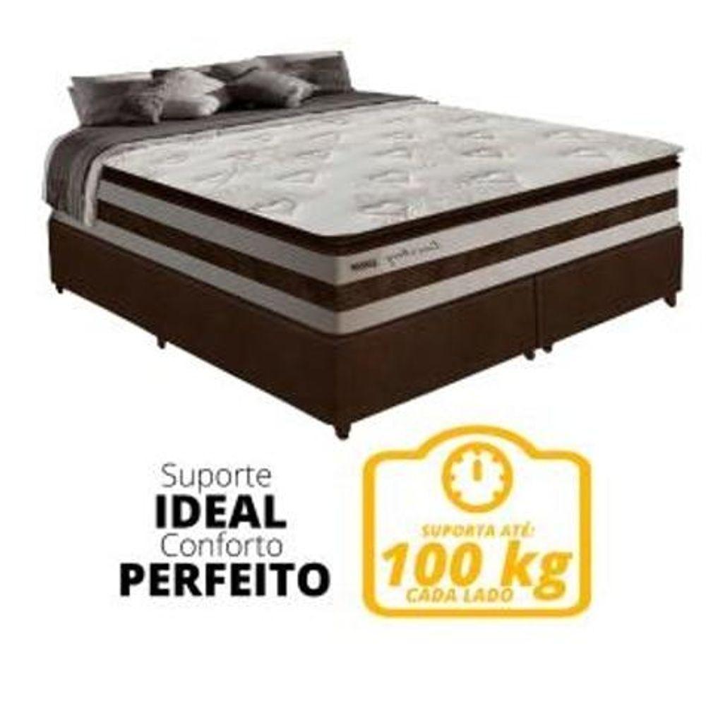 Box + Colchão De Molas Ensacadas Love Story Gazin 1,93M King Branco/Marrom - 3