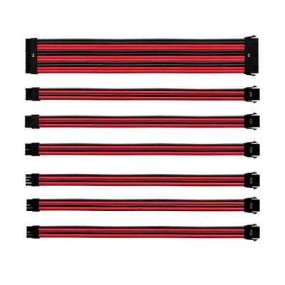 Kit De Cabo Extensor Sleeved Para Fonte Cooler Master Vermelho-preto Rdbk Gl Pvc 30 Cm 7 Cabos - Cma