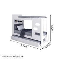 Beliche Floripa Com Cama Auxiliar Para Colchão 0,88m J&a Branco Branco - 5