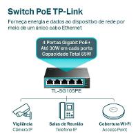 Switch Gigabit Easy Smart 10-100-1000 C- 5 Portas (sendo 4 Poe) Tl-sg105pe Smb - 4