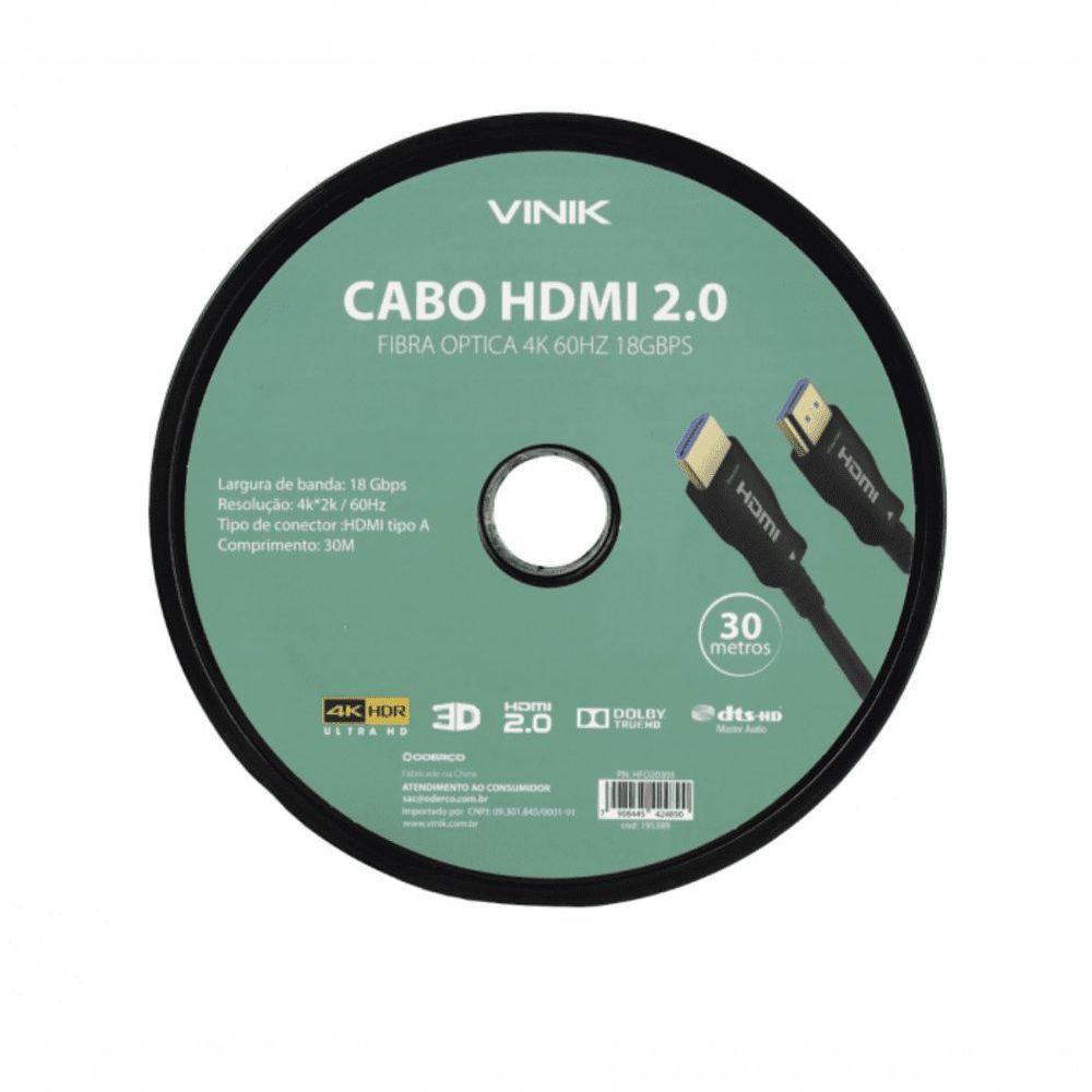 Cabo Hdmi 2.0 Fibra Optica 4k 60hz 18gbps 30 Metros Vinik - Hfo20305 - 4