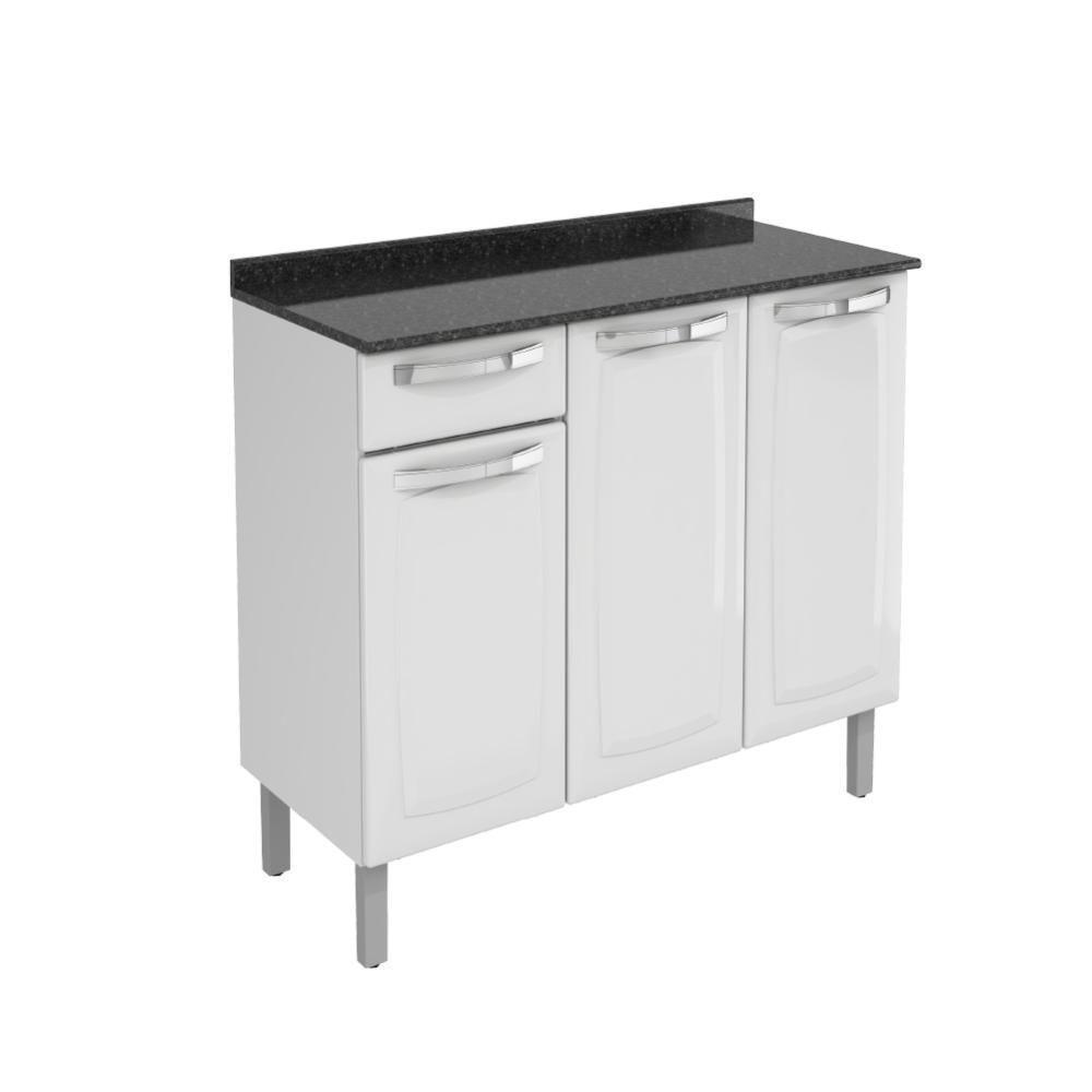 Balcão De Cozinha Itatiaia De Aço 3 Portas Com Tampo Itatiaia 1,05m Branco Branco - 1