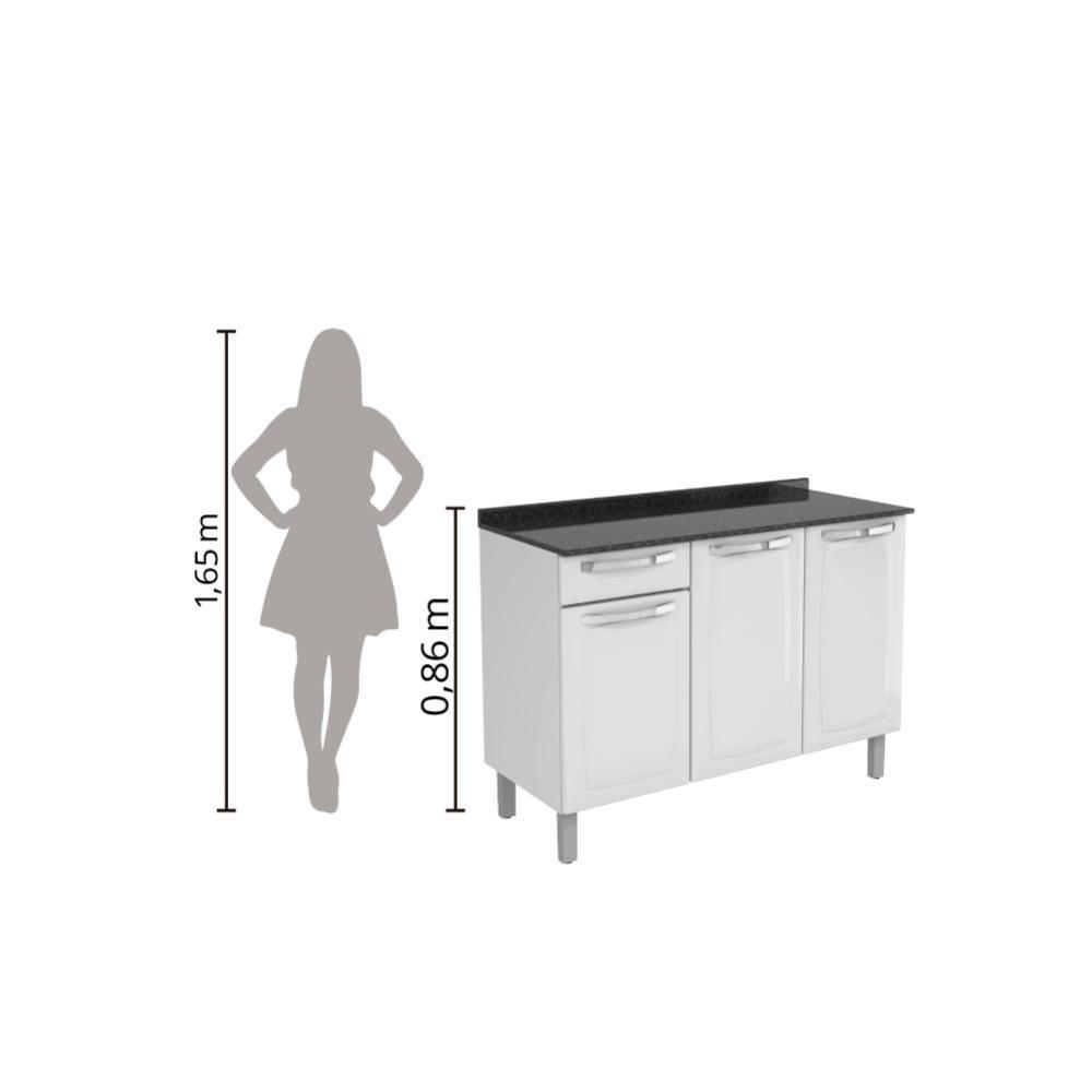 Balcão De Cozinha Itatiaia De Aço 3 Portas Com Tampo Itatiaia 1,05m Branco Branco - 2