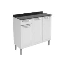 Balcão De Cozinha Itatiaia De Aço 3 Portas Com Tampo Itatiaia 1,05m Branco Branco - 1