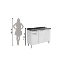 Balcão De Cozinha Itatiaia De Aço 3 Portas Com Tampo Itatiaia 1,05m Branco Branco - 2