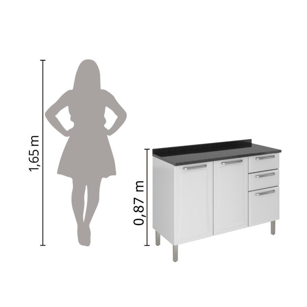 Balcão De Cozinha Itatiaia De Aço 3 Portas 2 Gavetas Com Tampo 1,20m Branco Branco - 2
