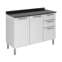 Balcão De Cozinha Itatiaia De Aço 3 Portas 2 Gavetas Com Tampo 1,20m Branco Branco - 1