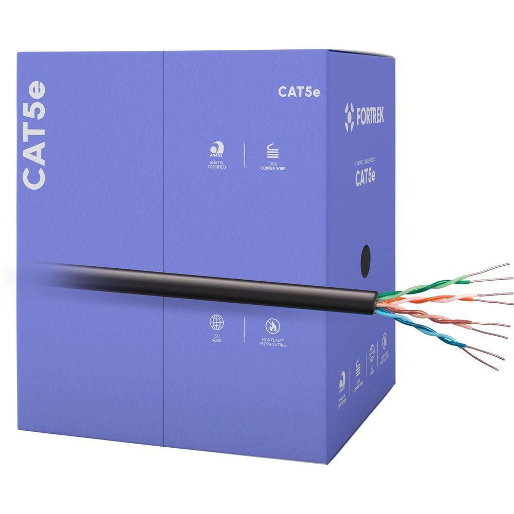 Cabo De Rede Cat5e 305m Fortrek Fk500c Cmx Preto - Cx - 305 - 1