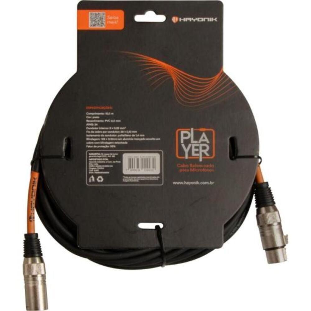 Cabo Para Microfone Player Xlr(f) X Xlr(m) 10m Preto Hayonik - 2