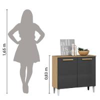 Balcão De Cozinha Buffet 2 Portas 0,84m Atacama / Grafite Isabelle Aramóveis  Atac Graf