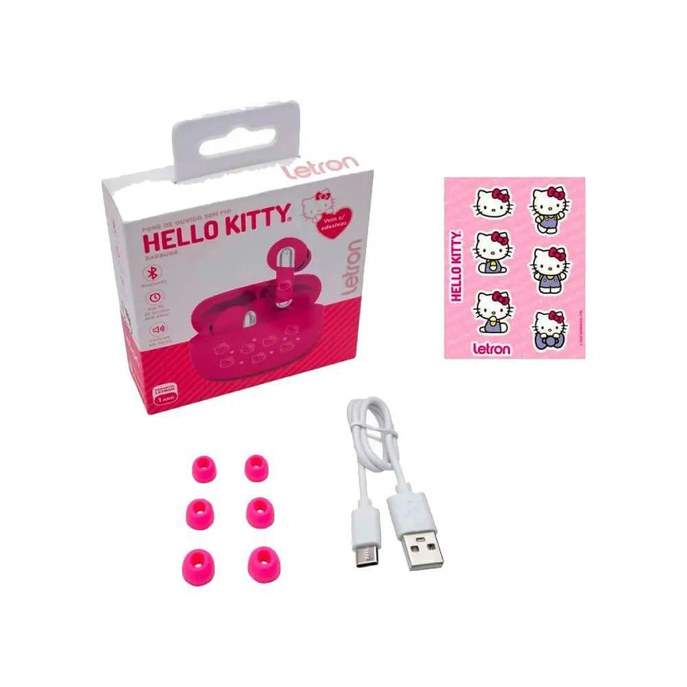 Fone De Ouvido Bluetooth Letron Hello Kitty Rosa - 4