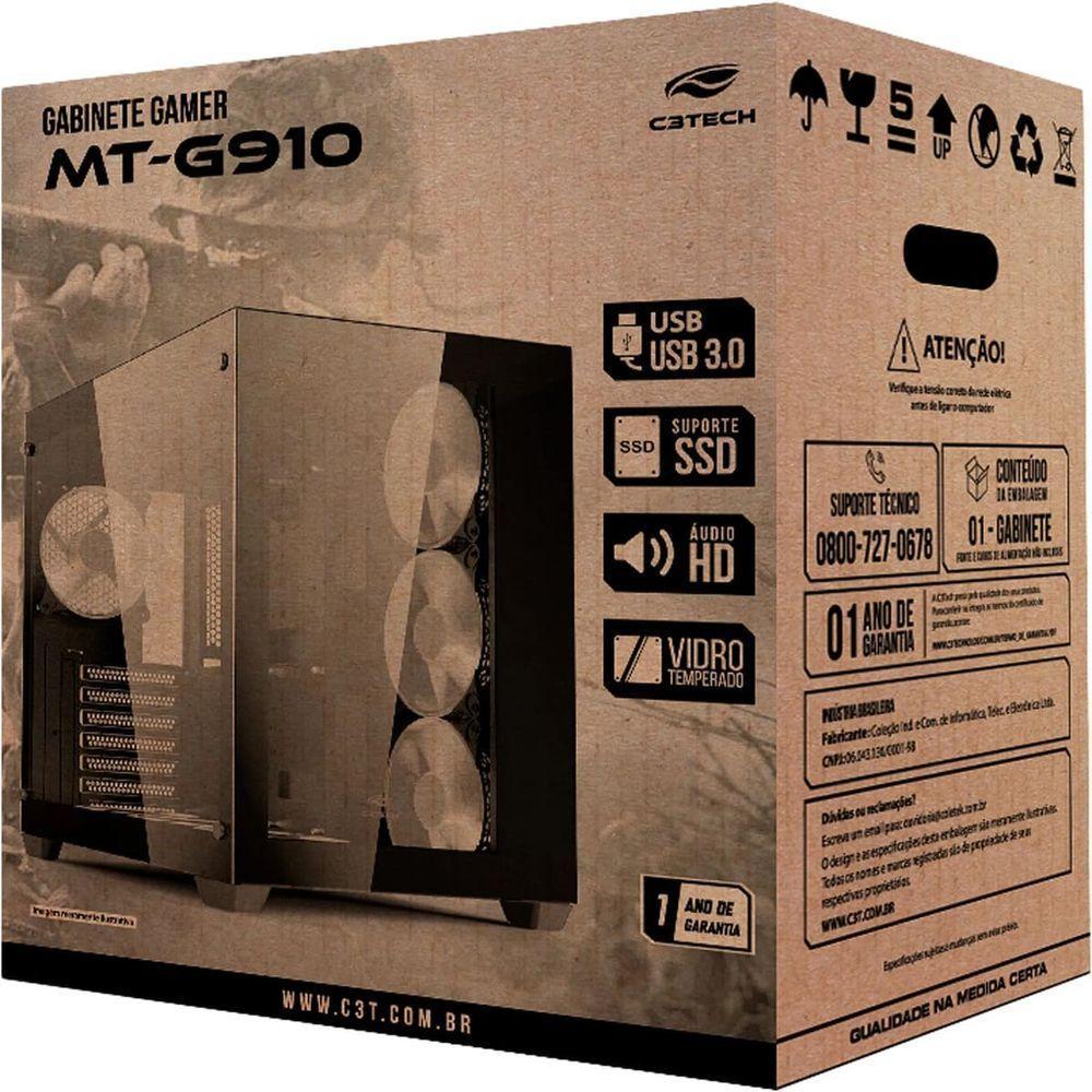 Gabinete Gamer C3tech Aquarius Mt-g910 Sem Fans Branco - 4