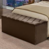 Calçadeira Com Baú Estofado Istambul Dobuê Chocolate 1,60m Chocolate - 2