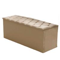 Calçadeira Com Baú Estofado Istambul Dobuê Bege 1,60m Suede Bege - 1
