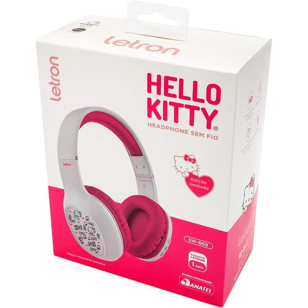 Headphone Bluetooth Letron Hello Kitty Rosa - 5