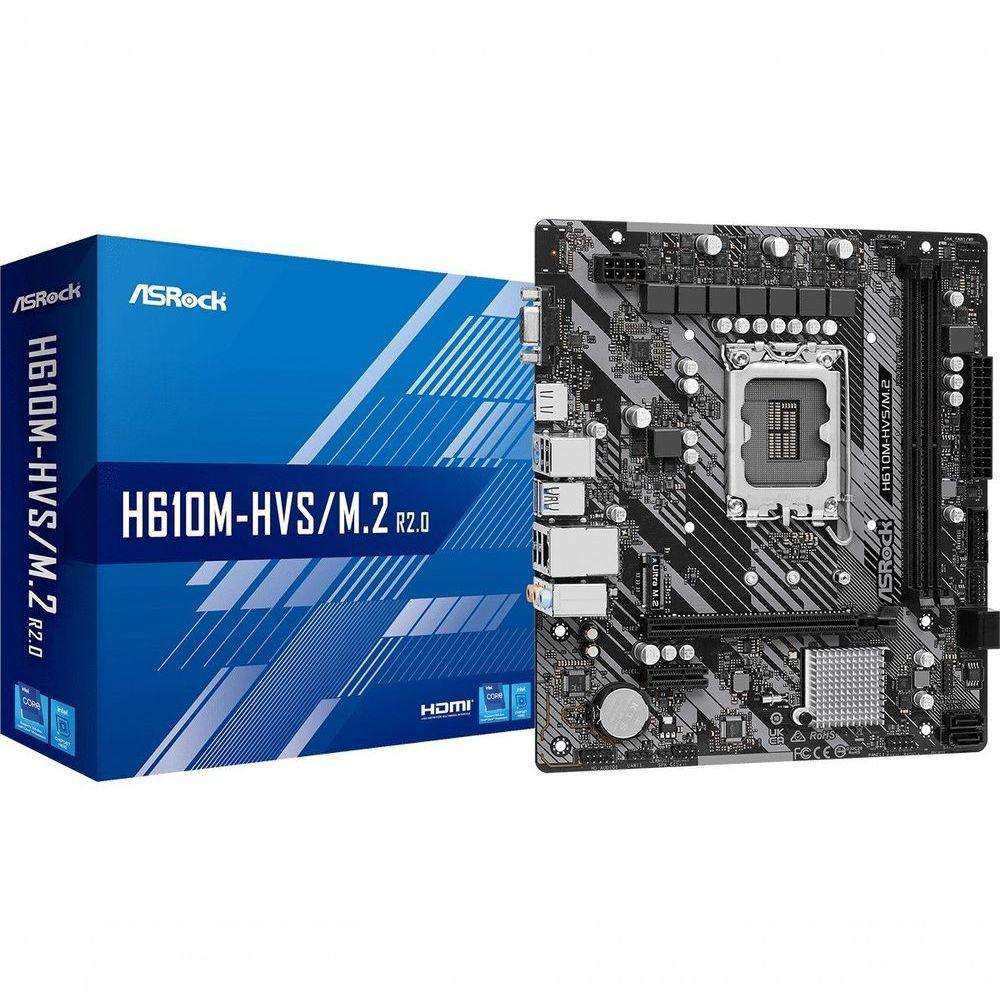 Placa Mae Asrock H610m-hvs-m.2 R2.0 Lga1700 2xddr4 3200 Dimm 64gb 4xsata3 2xusb3.2 4xusb2.0 - 1