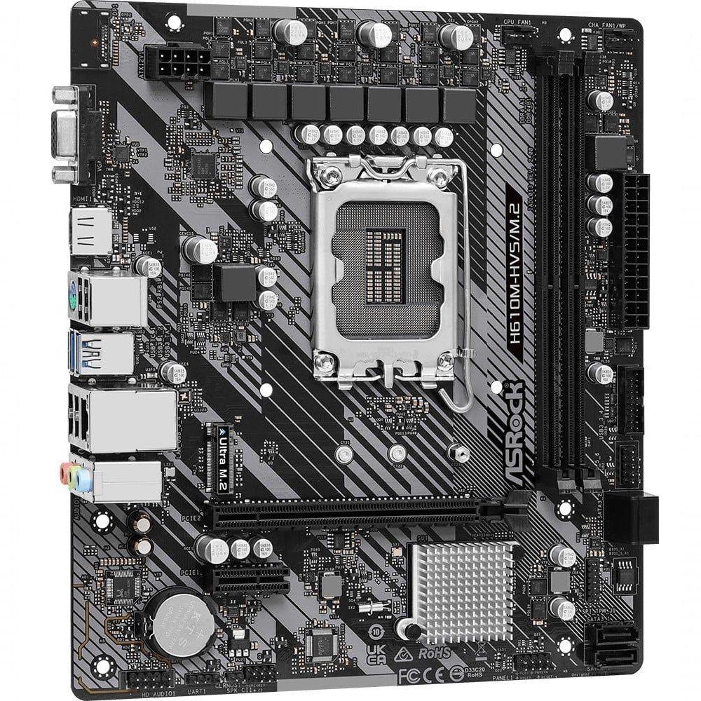 Placa Mae Asrock H610m-hvs-m.2 R2.0 Lga1700 2xddr4 3200 Dimm 64gb 4xsata3 2xusb3.2 4xusb2.0 - 2