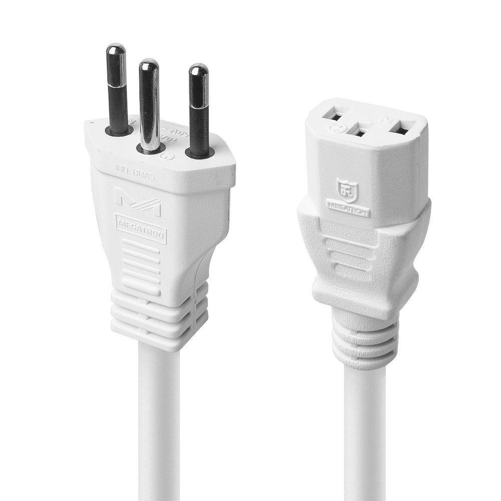 Cabo De Forca Tripolar Para Fonte Branco 3x0,75 Mm 250v - 2 Mts (10 Un) - 1