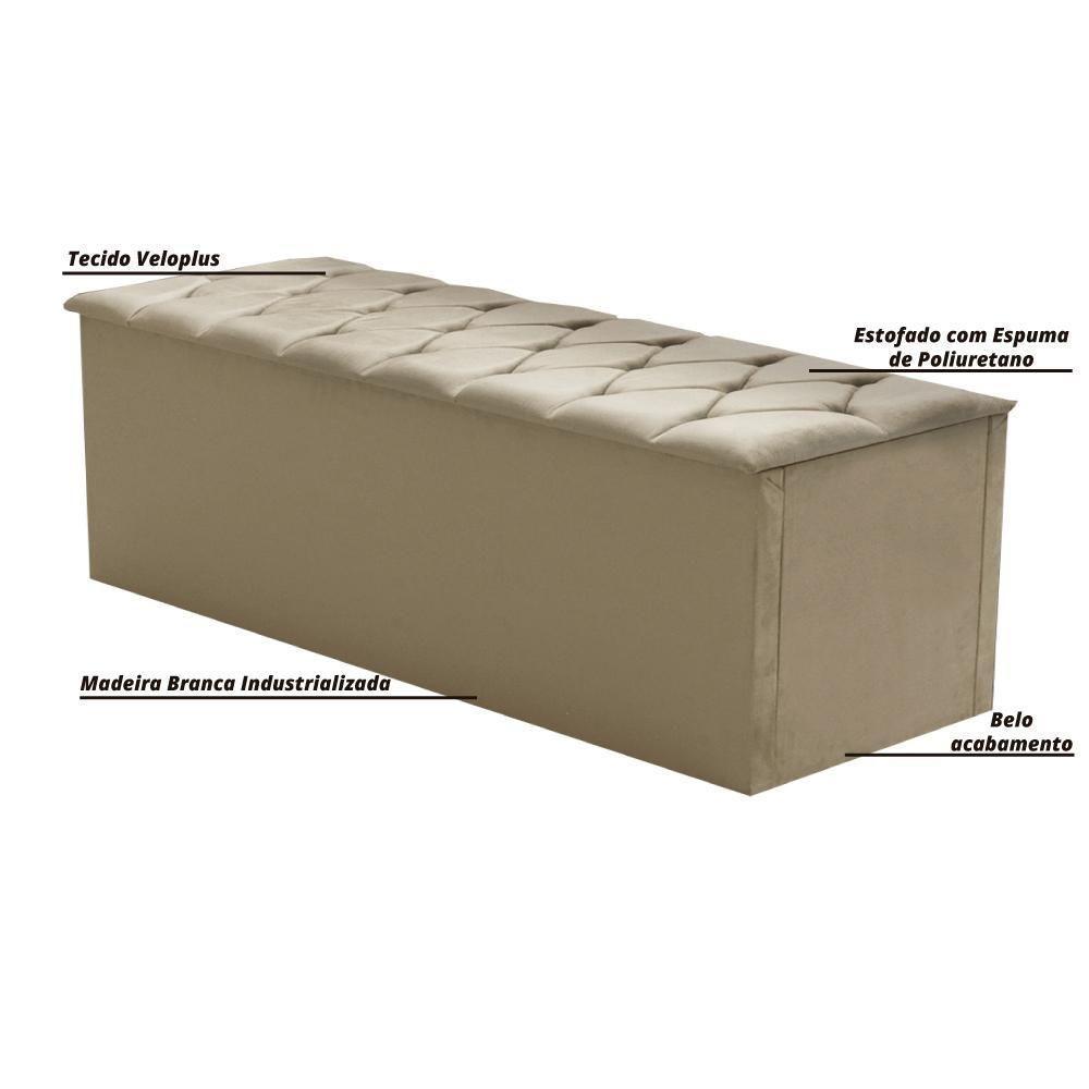 Cabeceira E Calçadeira Baú Istambul Para Cama Box Queen Bege Bege - 3