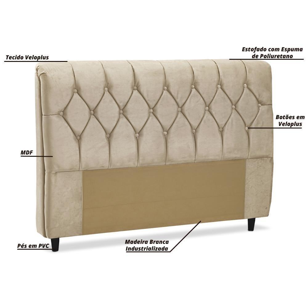 Cabeceira E Calçadeira Baú Istambul Para Cama Box Queen Bege Bege - 4