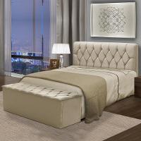 Cabeceira E Calçadeira Baú Istambul Para Cama Box Queen Bege Bege - 9