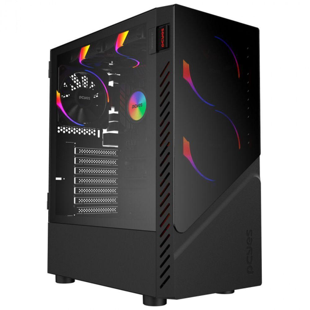 Gabinete Gamer Set Black Vulcan - Lateral Em Vidro - Pcyes - Gsbvpbr - 2