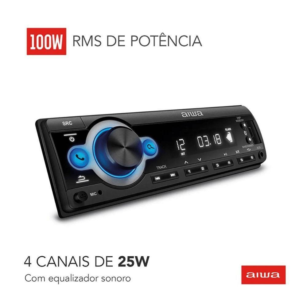Auto Radio Aiwa Aws-ca-d-01100w Mp3, Usb E Bluetooth - 5