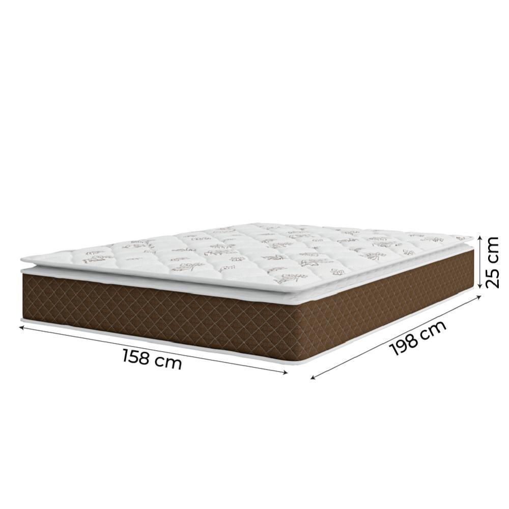 Cama Box Baú Casal Queen Colchão Molas Ensacadas Pillow Top Martino 158X198X66Cm Marrom/Branco - 4