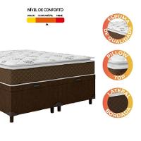 Cama Box Baú Casal Queen Colchão Molas Ensacadas Pillow Top Martino 158X198X66Cm Marrom/Branco - 3