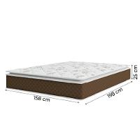 Cama Box Baú Casal Queen Colchão Molas Ensacadas Pillow Top Martino 158X198X66Cm Marrom/Branco