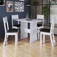Conjunto Mesa De Jantar 108cm Com 4 Cadeiras Multimóveis CR50203 Branco-preto - 1