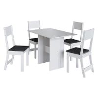 Conjunto Mesa De Jantar 108cm Com 4 Cadeiras Multimóveis CR50203 Branco-preto - 2
