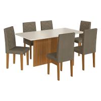 Conjunto Mesa De Jantar 170cm Com 6 Cadeiras Multimóveis CR50209 Cacau Freijó-off White-cacau - 2